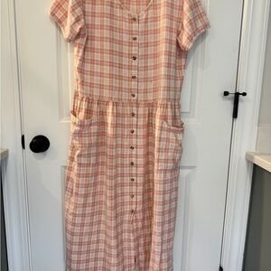Vintage medium Plaid Button-Down Dress